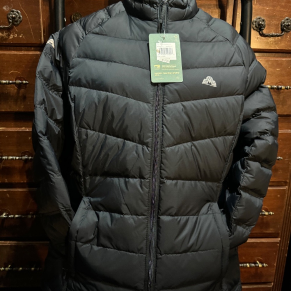 EMS Women's PUFFER PackDown 650 Jacket - Small NWT (Black/Gray)